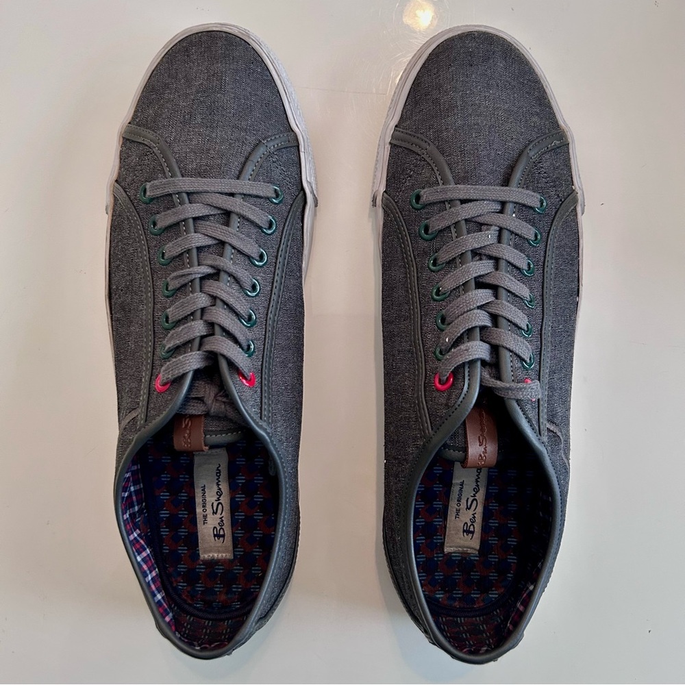 Ben Sherman Chandler Lo Sneaker Grey canvas preppy plaid interior sporty casual